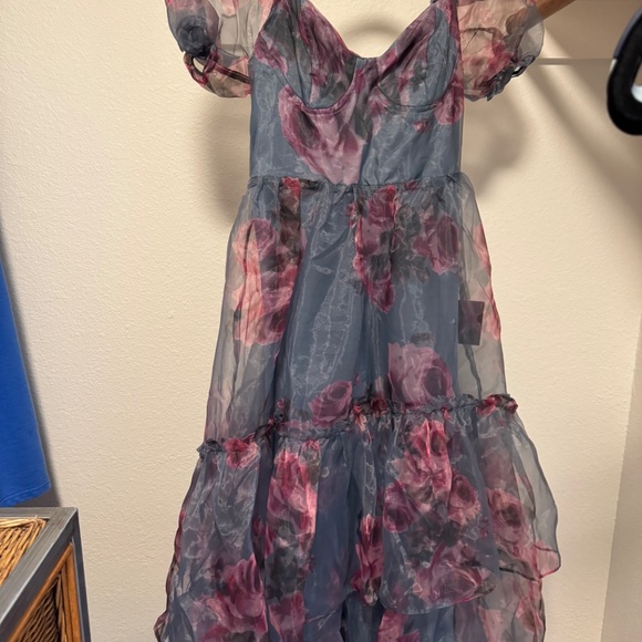 Lulus Tiered Floral Mesh Maxi Dress - Picture 2 of 2